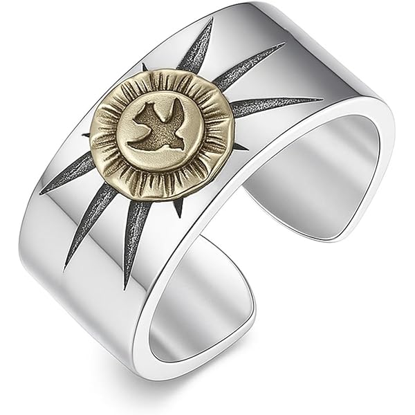 エイキスガヤ　eikisugaya イーグル リング　silver925 k18 ステンレス リング 特大 頭金 イーグルリング フェザーリング